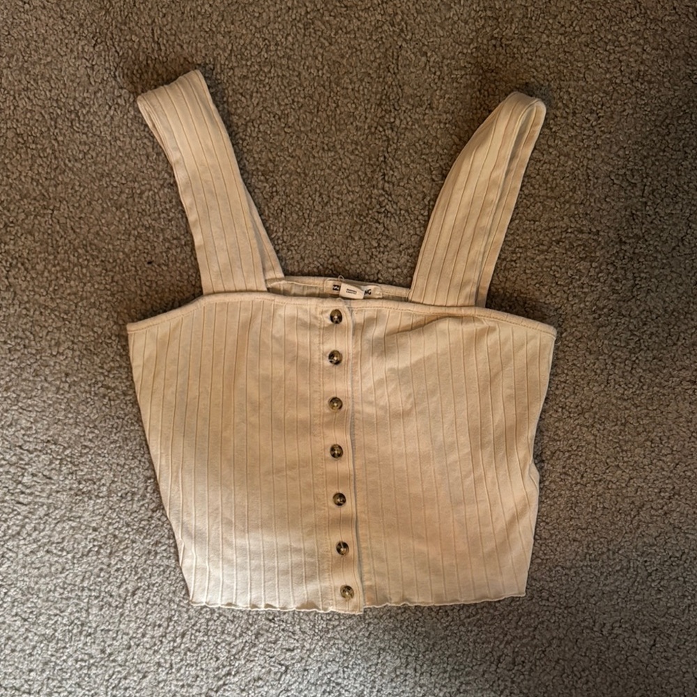 Billabong Cream Sleeveless Cropped Tank Top